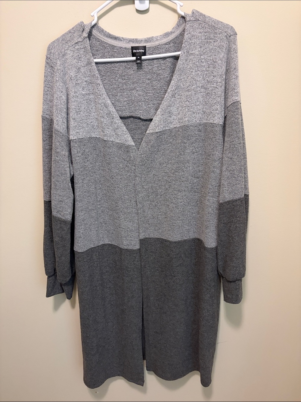 Color Blocked Open-Front Gray Cardigan